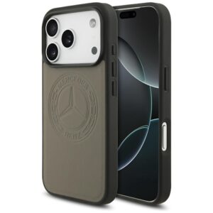 Dėklas Mercedes Leather Vintage Logo MagSafe Apple iPhone 17 Pro taupe