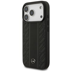 Dėklas Mercedes Leather Laurel Leaves Stripes MagSafe Apple iPhone 17 Pro juodos spalvos - Image 2