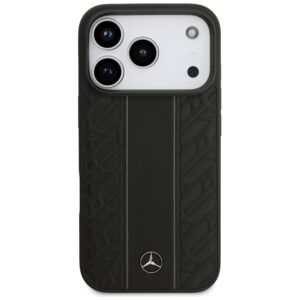 Dėklas Mercedes Leather Laurel Leaves Stripes MagSafe Apple iPhone 17 Pro juodos spalvos - Image 3