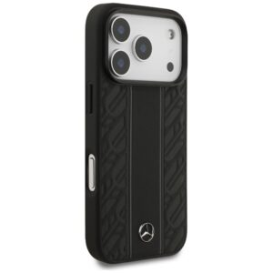 Dėklas Mercedes Leather Laurel Leaves Stripes MagSafe Apple iPhone 17 Pro juodos spalvos - Image 4