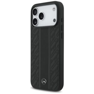 Mercedes Leather Laurel Leaves Stripes MagSafe dėklas Apple iPhone 17 Pro Max juodos spalvos - Image 2