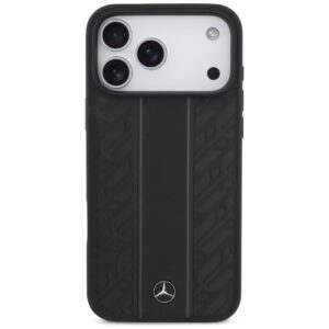 Mercedes Leather Laurel Leaves Stripes MagSafe dėklas Apple iPhone 17 Pro Max juodos spalvos - Image 3