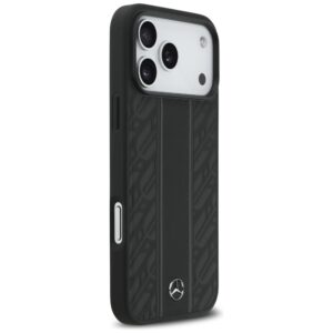 Mercedes Leather Laurel Leaves Stripes MagSafe dėklas Apple iPhone 17 Pro Max juodos spalvos - Image 4