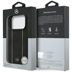 Mercedes Leather Star Pattern Stripes MagSafe dėklas Apple iPhone 17 Pro juodos spalvos - Image 8