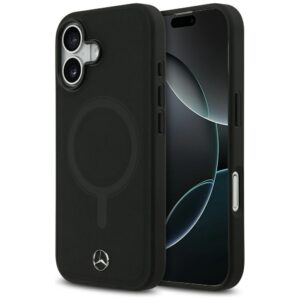 Mercedes Plain Smooth Leather MagSafe dėklas Apple iPhone 17 juodos spalvos - Image 1