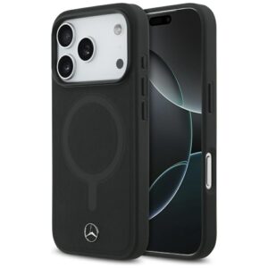 Mercedes Plain Smooth Leather MagSafe dėklas Apple iPhone 17 Pro juodos spalvos - Image 1