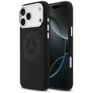 Dėklas Mercedes Silicone Vintage Logo MagSafe Apple iPhone 17 Pro Max juodos spalvos
