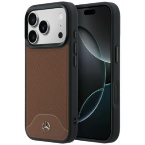 Dėklas Mercedes Leather Wood Effect and Curve MagSafe Apple iPhone 17 Pro camel
