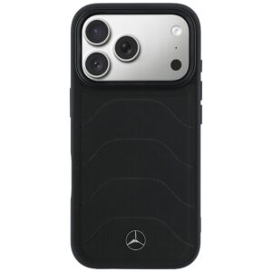 Dėklas Mercedes Leather Mesh with Bow Line MagSafe Apple iPhone 17 Pro juodos spalvos - Image 3
