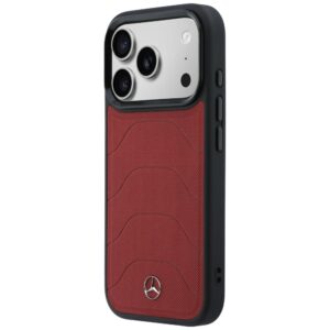 Dėklas Mercedes Leather Mesh with Bow Line MagSafe Apple iPhone 17 Pro red - Image 2