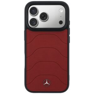 Dėklas Mercedes Leather Mesh with Bow Line MagSafe Apple iPhone 17 Pro red - Image 3