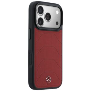 Dėklas Mercedes Leather Mesh with Bow Line MagSafe Apple iPhone 17 Pro red - Image 4