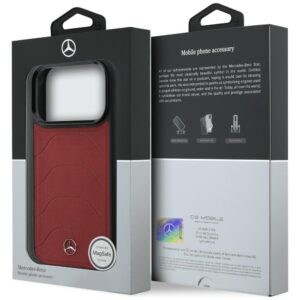 Dėklas Mercedes Leather Mesh with Bow Line MagSafe Apple iPhone 17 Pro red - Image 8