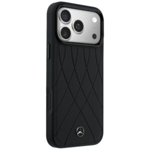 Dėklas Mercedes Leather with Crossed Lines MagSafe Apple iPhone 17 Pro juodos spalvos - Image 4