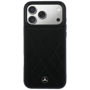 Dėklas Mercedes Leather with Crossed Lines MagSafe Apple iPhone 17 Pro Max juodos spalvos - Image 3