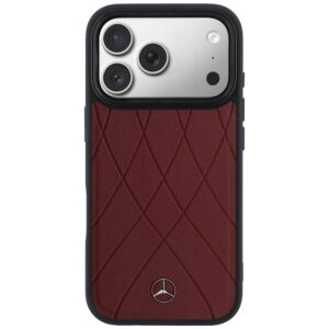 Dėklas Mercedes Leather with Crossed Lines MagSafe Apple iPhone 17 Pro Max red - Image 3