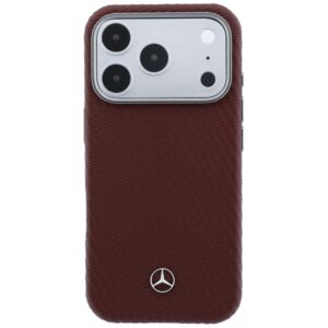 Dėklas Mercedes Leather Semi Wrap Wood Effect MagSafe Apple iPhone 17 Pro Max red - Image 3