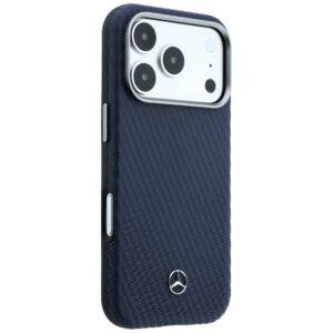 Dėklas Mercedes Leather Semi Wrap Wood Effect MagSafe Apple iPhone 17 Pro Max navy - Image 4