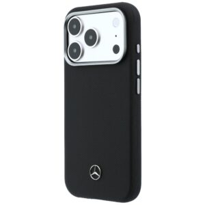 Dėklas Mercedes Leather Semi Wrap Wood Effect MagSafe Apple iPhone 17 Pro Max juodos spalvos - Image 2