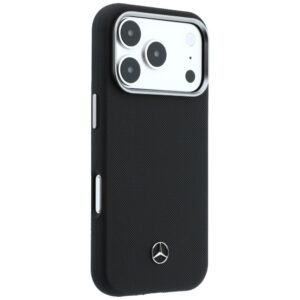 Dėklas Mercedes Leather Semi Wrap Wood Effect MagSafe Apple iPhone 17 Pro Max juodos spalvos - Image 4