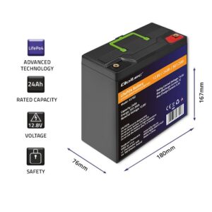 Qoltec 53702 LiFePO4 ličio geležies fosfato baterija | 12,8 V | 24Ah | 307,2Wh | BMS - Image 3
