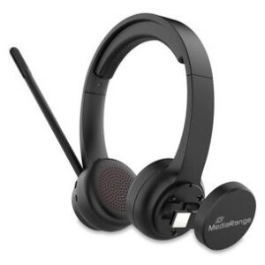 MediaRange MROS307 Ausinės be mikrofono ir ausinės su mikrofonu Laisvų rankų įranga Bevielis Su lankeliu Skambučiai / muzika C tipo USB Bluetooth Juoda - Image 3