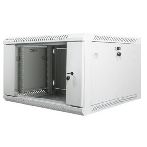 Lanberg wall-mounted installation rack cabinet 19'' 6U 600x600mm gray (glass door)