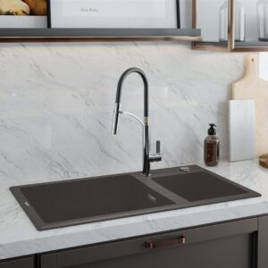 Kriauklė DEANTE Eridan (ZQET20B) granitas 2 kamerų Antracitas - Image 3