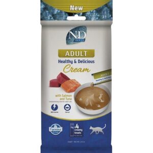FARMINA N&D Ocean Cat Cream with Salmon & Tuna adult box – skanėstas suaugusiai katei – 4x15g - Image 2