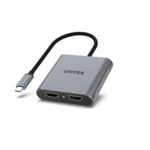 UNITEK V1404B vaizdo kabelio adapteris 0,15 m C tipo USB 2 x HDMI Pilka