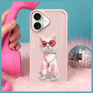Nimmy dėklas Apple iPhone 16 6.1" pink Glasses Cool Cat - Image 10