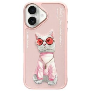 Nimmy dėklas Apple iPhone 16 6.1" pink Glasses Cool Cat - Image 1