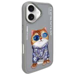 Nimmy dėklas Apple iPhone 16 6.1" gray Glasses Cool Cat - Image 2