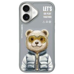 Nimmy dėklas Apple iPhone 16 6.1" pilkos spalvos Cool&Cute 2.0 Bear