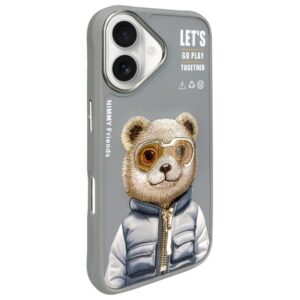 Nimmy dėklas Apple iPhone 16 6.1" pilkos spalvos Cool&Cute 2.0 Bear - Image 2