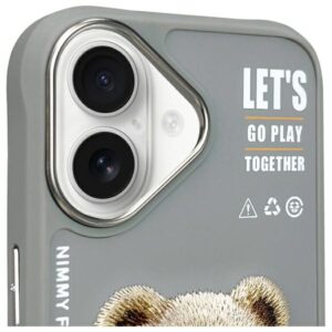 Nimmy dėklas Apple iPhone 16 6.1" pilkos spalvos Cool&Cute 2.0 Bear - Image 3