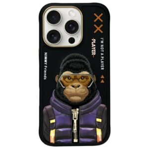 Nimmy dėklas Apple iPhone 16 Pro 6.3" juodos spalvos Cool&Cute 2.0 Monkey