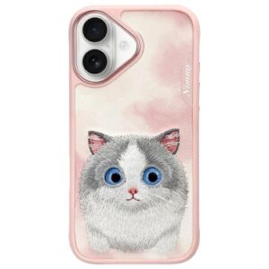 Nimmy dėklas Apple iPhone 16 6.1" rožinės spalvos Big Eyed Pet 2.0 Cat - Image 1