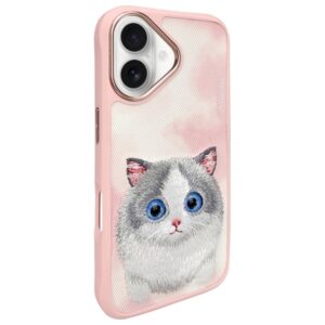 Nimmy dėklas Apple iPhone 16 6.1" rožinės spalvos Big Eyed Pet 2.0 Cat - Image 2