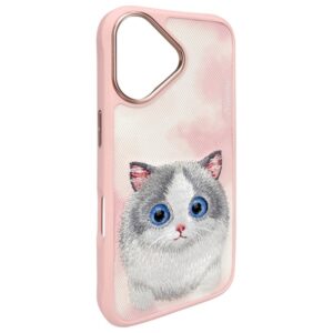 Nimmy dėklas Apple iPhone 16 6.1" rožinės spalvos Big Eyed Pet 2.0 Cat - Image 4