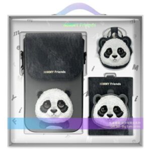 Nimmy 3in1 Set phone bag + wallet + locator case juodos spalvos Big Eyed Pet 2.0 Panda