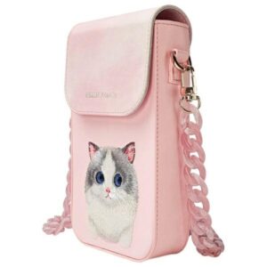 Nimmy 3in1 Set phone bag + wallet + locator case rožinės spalvos Big Eyed Pet 2.0 Cat - Image 5