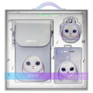 Nimmy 3in1 Set phone bag + wallet + locator case purple Big Eyed Pet 2.0 Rabbit