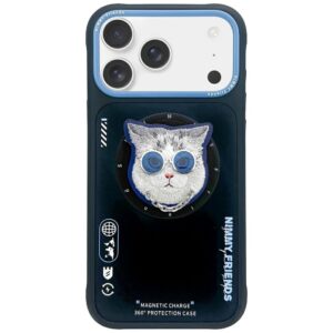 Dėklas Nimmy Glasses Cool Cat MagSafe for Apple iPhone 17 juodos ir mėlynos spalvos - Image 1