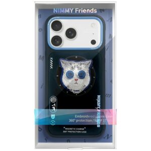Dėklas Nimmy Glasses Cool Cat MagSafe for Apple iPhone 17 juodos ir mėlynos spalvos - Image 2