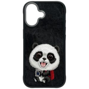 Dėklas Nimmy Big Eyed Pet 2.0 Panda Apple iPhone 17 juodos spalvos