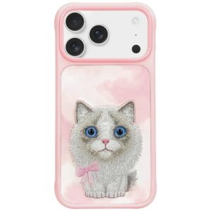 Dėklas Nimmy Big Eyed Pet 2.0 Cat Apple iPhone 17 Pro rožinės spalvos