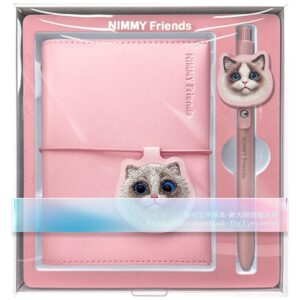 Notebook + pen Set 2-in-1 Nimmy New Big-Eye Cute Pets 2.0 Cat rožinės spalvos - Image 8
