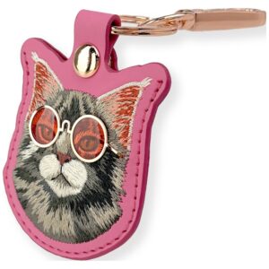 Dėklas locatorr Nimmy Glasses Cool and Cute Cat rožinės spalvos - Image 3