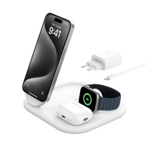 Belkin BoostCharge Ausinės, Išmanusis telefonas, Išmanusis laikrodis Balta USB Belaidis įkrovimas Spartusis įkrovimas Vidaus - Image 1
